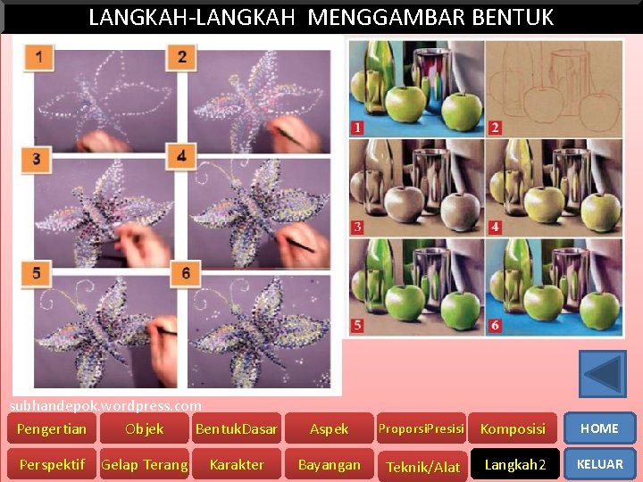LANGKAH-LANGKAH MENGGAMBAR BENTUK subhandepok. wordpress. com Pengertian Objek Bentuk. Dasar Perspektif Gelap Terang Karakter