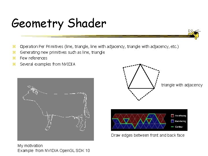 Geometry Shader z z Operation Per Primitives (line, triangle, line with adjacency, triangle with