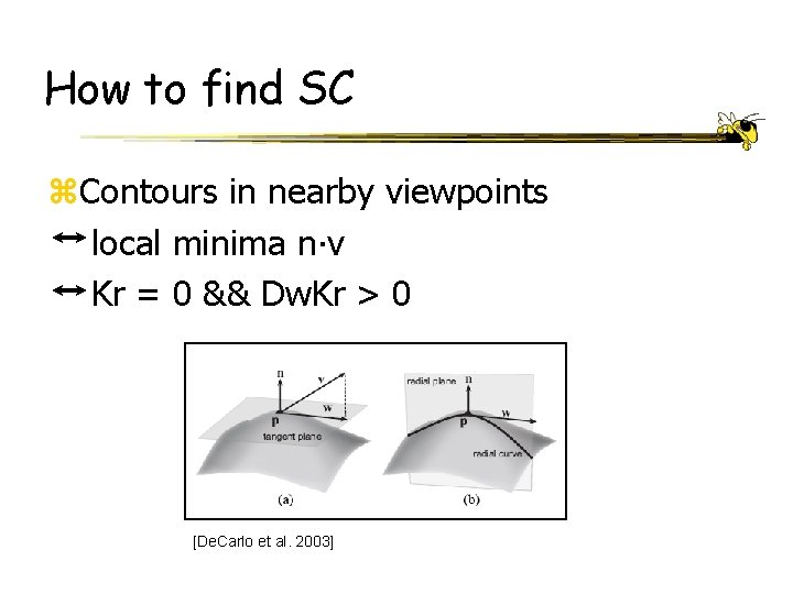 How to find SC z. Contours in nearby viewpoints local minima n∙v Kr =