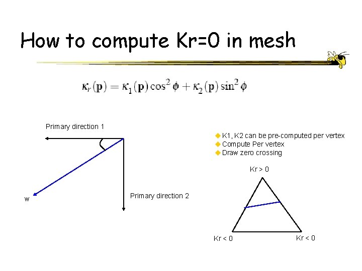 How to compute Kr=0 in mesh Primary direction 1 u. K 1, K 2