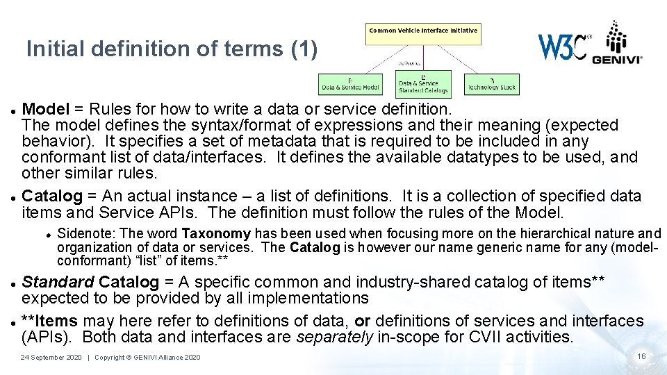 Initial definition of terms (1) Model = Rules for how to write a data