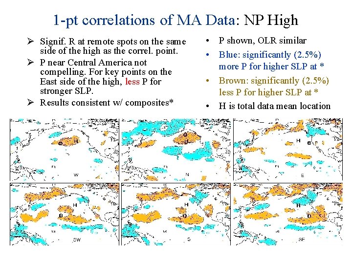 1 -pt correlations of MA Data: NP High Ø Signif. R at remote spots