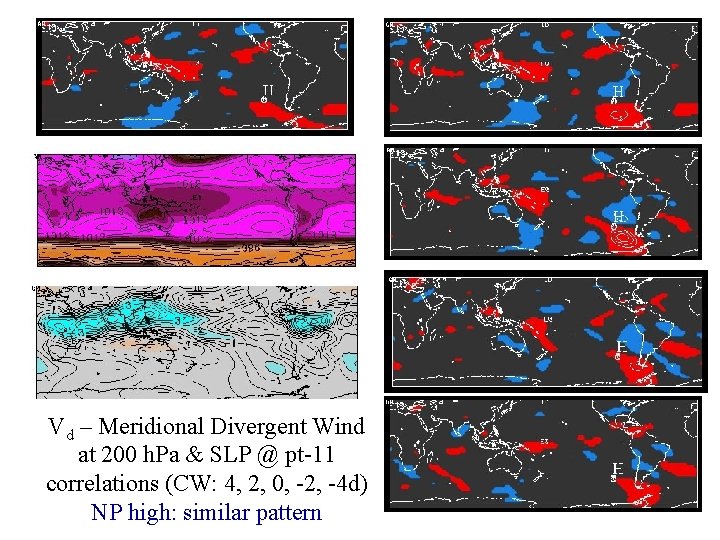 Vd – Meridional Divergent Wind at 200 h. Pa & SLP @ pt-11 correlations