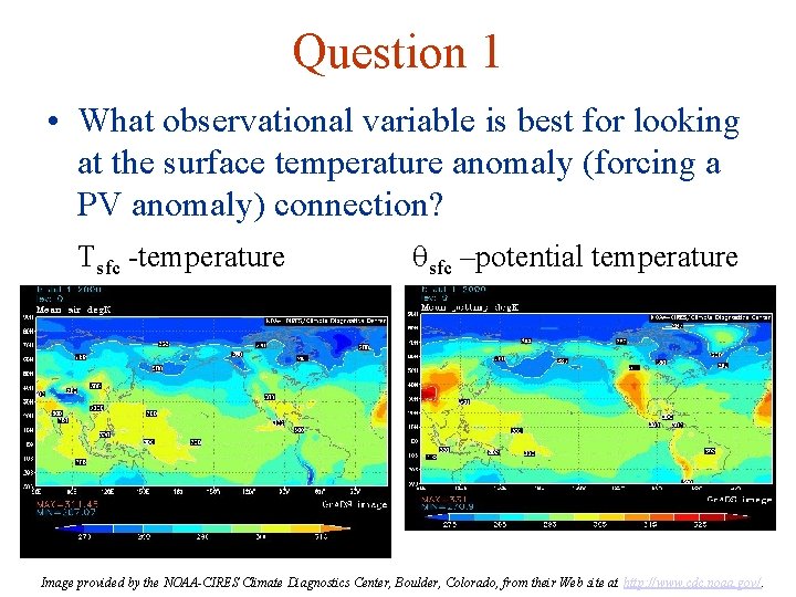 Question 1 • What observational variable is best for looking at the surface temperature