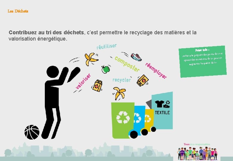 Les Déchets Contribuez au tri des déchets, c’est permettre le recyclage des matières et