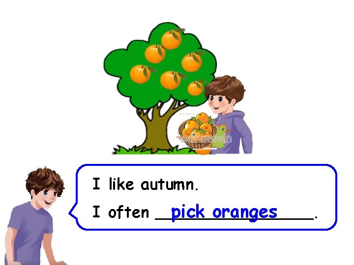 I like autumn. pick oranges I often ________. 