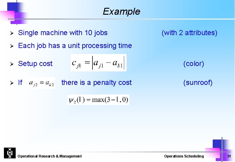 Example Ø Single machine with 10 jobs Ø Each job has a unit processing