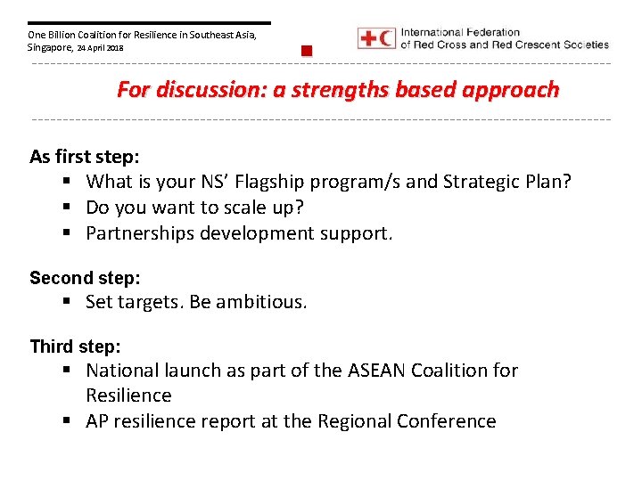 One Billion Coalition for Resilience in Southeast Asia, Singapore, 24 April 2018 § For