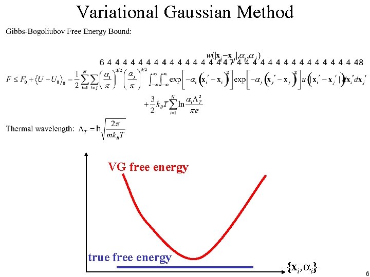 Variational Gaussian Method VG free energy true free energy {xi, ai} 6 