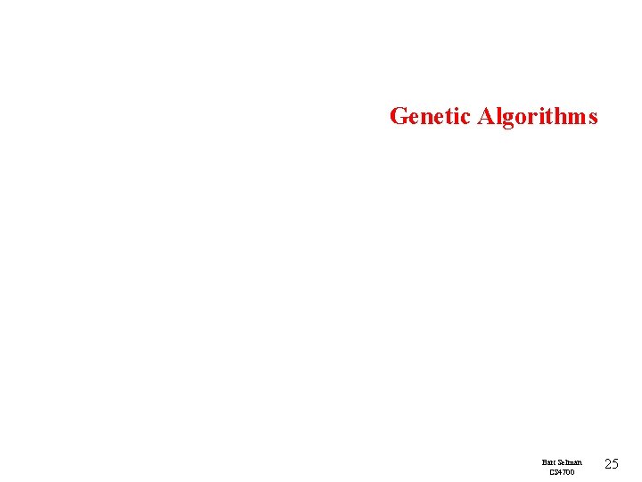 Genetic Algorithms Bart Selman CS 4700 25 