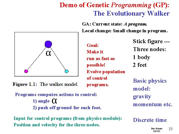 Demo of Genetic Programming (GP): The Evolutionary Walker GA: Current state: A program. Local