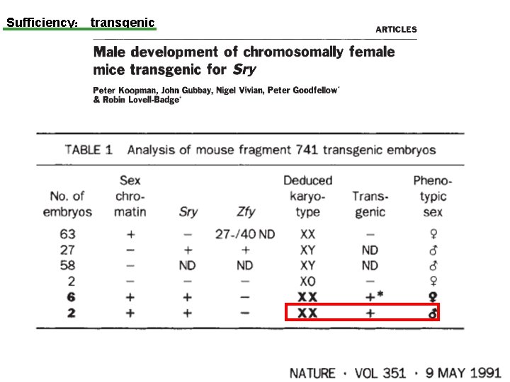 Sufficiency： transgenic 