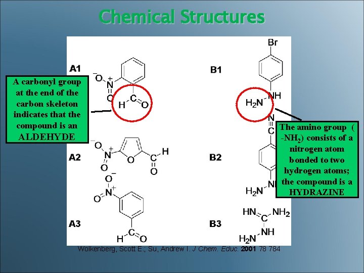 Chemical Structures A carbonyl group at the end of the carbon skeleton indicates that
