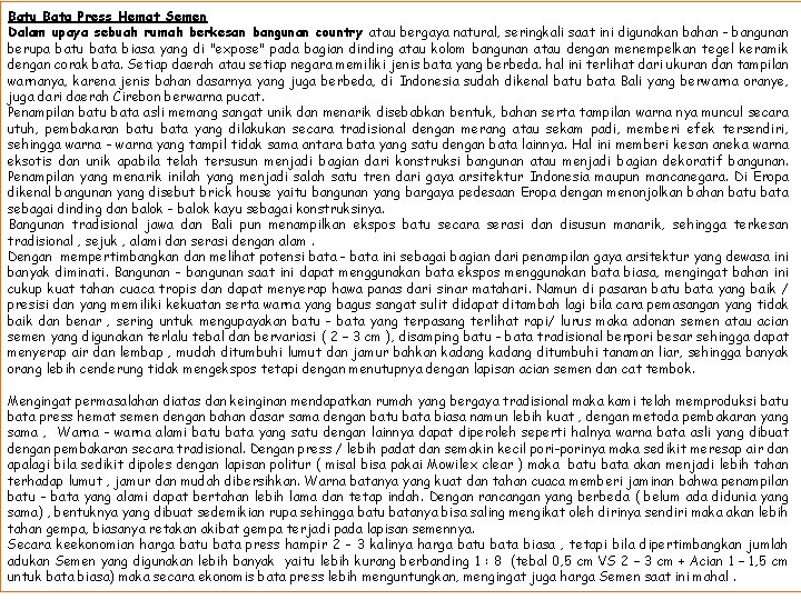 Batu Bata Press Hemat Semen Dalam upaya sebuah rumah berkesan bangunan country atau bergaya