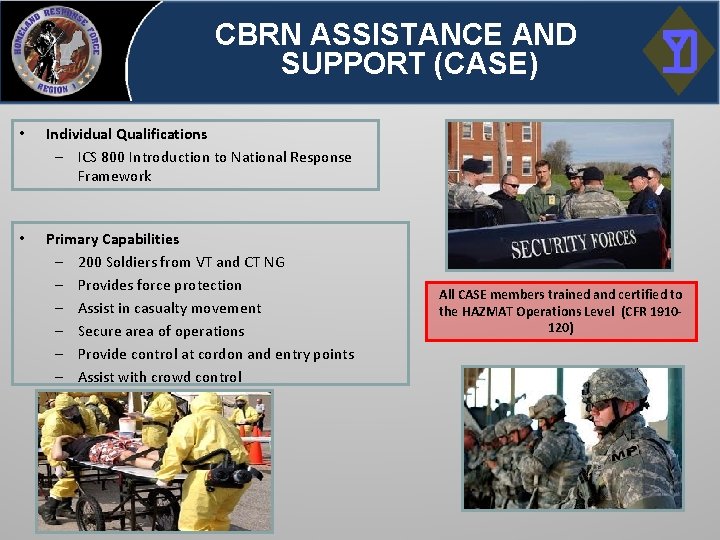 CBRN ASSISTANCE AND SUPPORT (CASE) • Individual Qualifications – ICS 800 Introduction to National