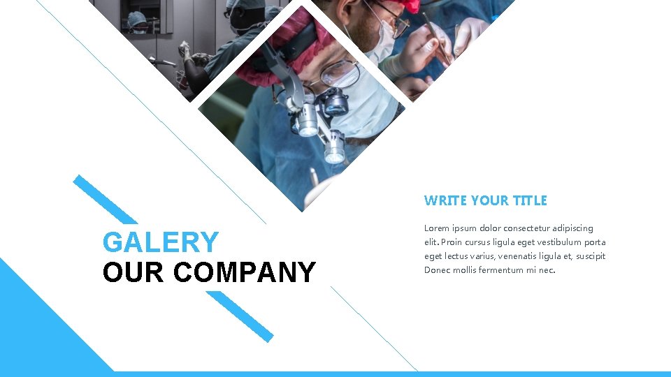 WRITE YOUR TITLE GALERY OUR COMPANY Lorem ipsum dolor consectetur adipiscing elit. Proin cursus