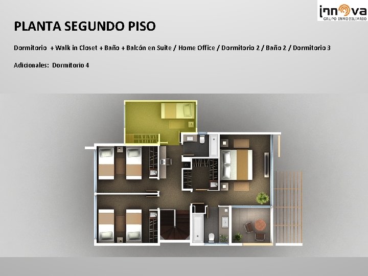 PLANTA SEGUNDO PISO Dormitorio + Walk in Closet + Baño + Balcón en Suite