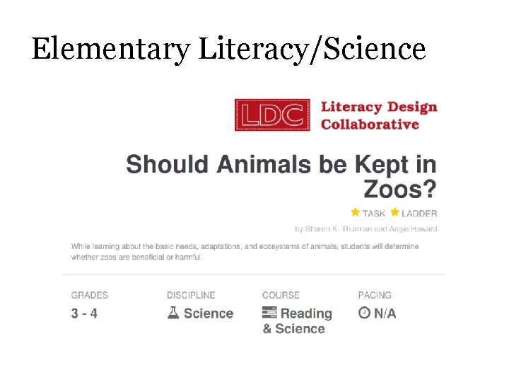 Elementary Literacy/Science 