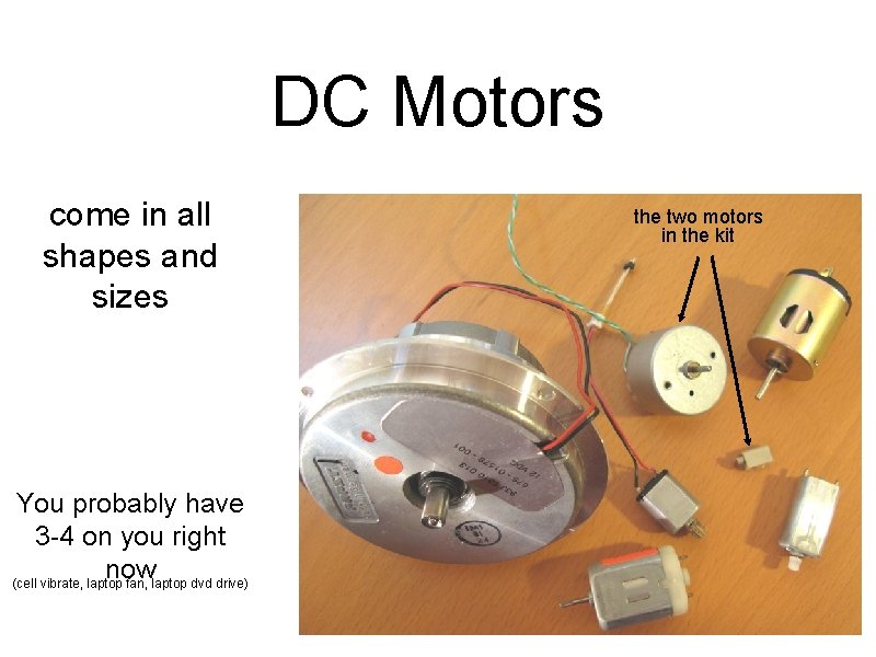 DC Motors come in all shapes and sizes You probably have 3 -4 on DC Motors come in all shapes and sizes You probably have 3 -4 on
