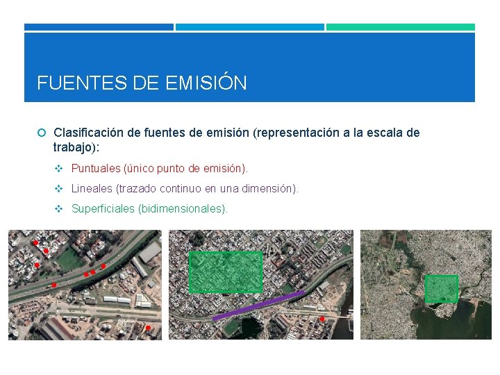 FUENTES DE EMISIÓN Clasificación de fuentes de emisión (representación a la escala de trabajo):