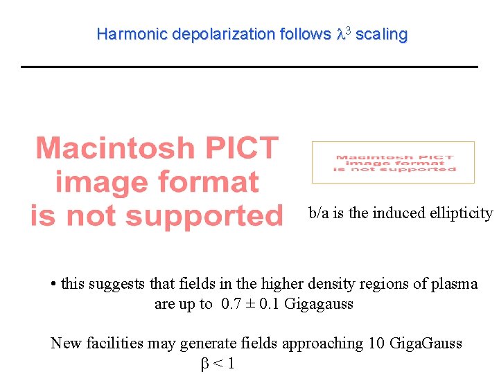 Harmonic depolarization follows 3 scaling b/a is the induced ellipticity • this suggests that