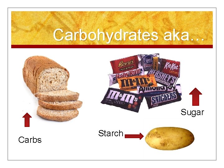 Carbohydrates aka… Sugar Carbs Starch 