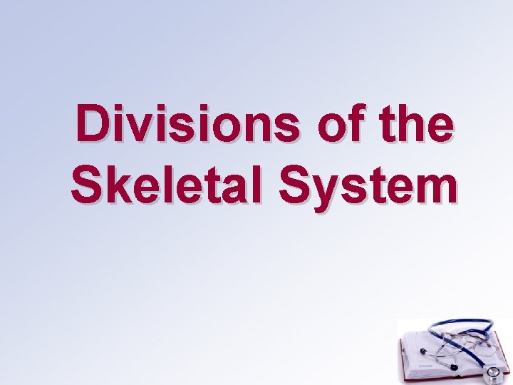 Divisions of the Skeletal System Divisions of the Skeletal System