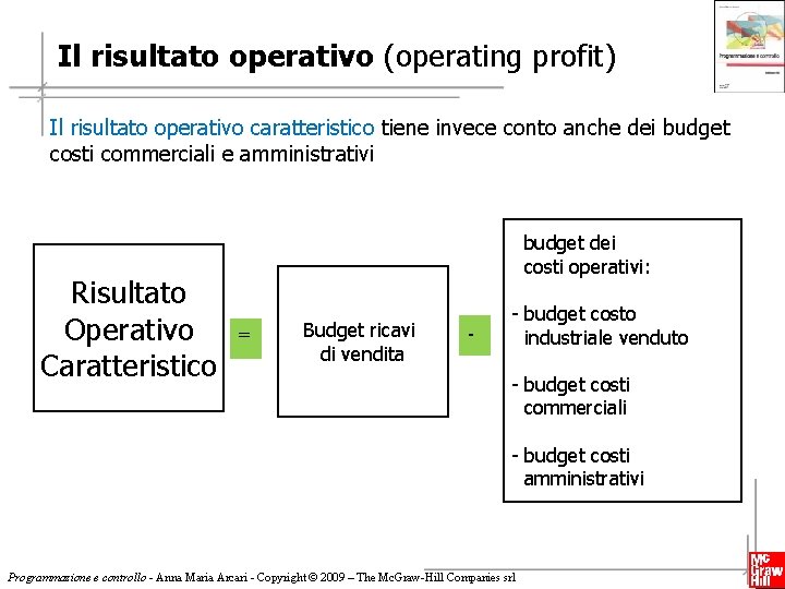 Il risultato operativo (operating profit) Il risultato operativo caratteristico tiene invece conto anche dei