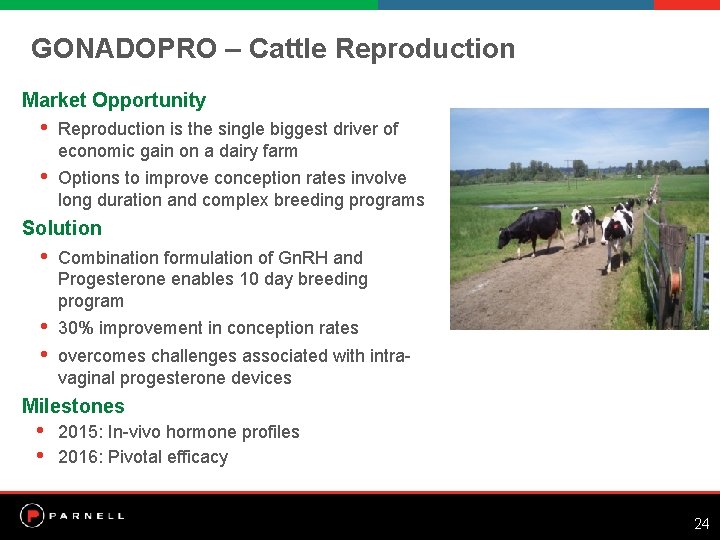 GONADOPRO – Cattle Reproduction Market Opportunity • Reproduction is the single biggest driver of