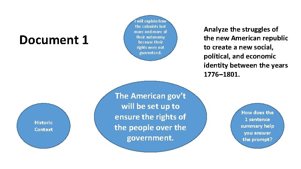 Document 1 Historic Context I will explain how the colonists lost more and more