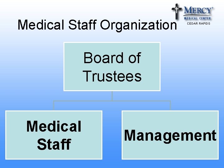 Medical Staff Organization CEDAR RAPIDS Board of Trustees Medical Staff Management 