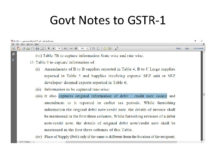 Govt Notes to GSTR-1 