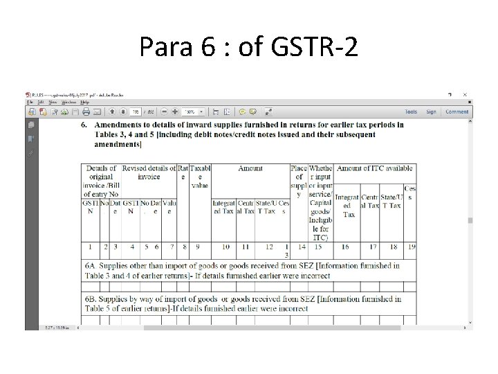 Para 6 : of GSTR-2 