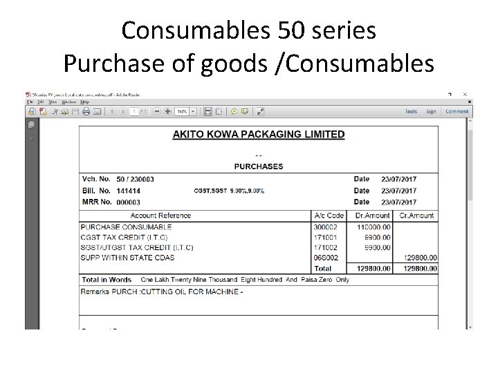 Consumables 50 series Purchase of goods /Consumables 