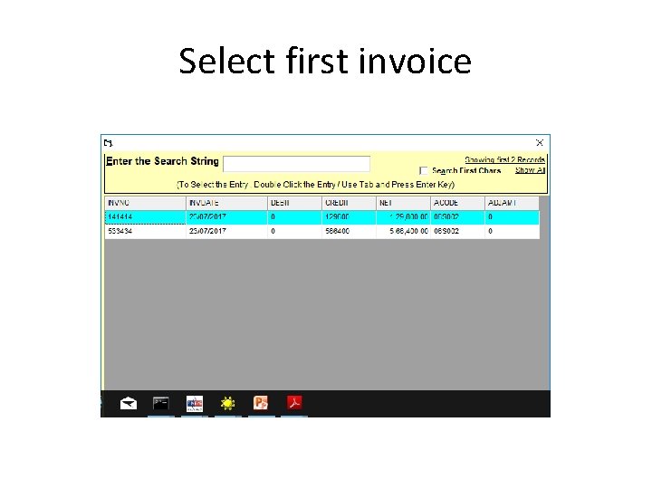 Select first invoice 