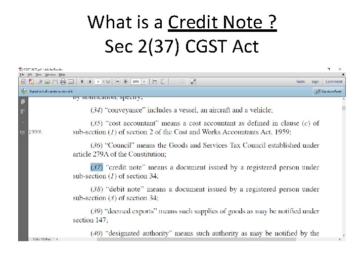 What is a Credit Note ? Sec 2(37) CGST Act 