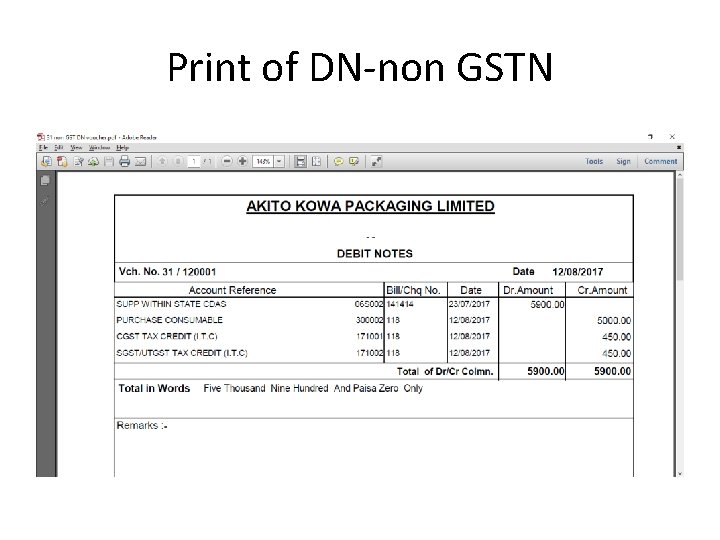 Print of DN-non GSTN 