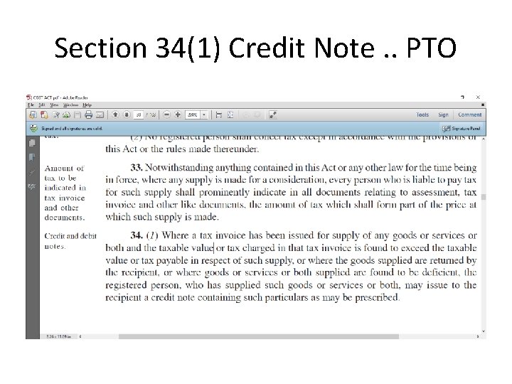 Section 34(1) Credit Note. . PTO Section 34(1) Credit Note. . PTO