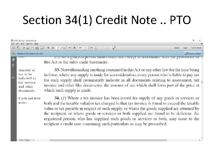 Section 34(1) Credit Note. . PTO 