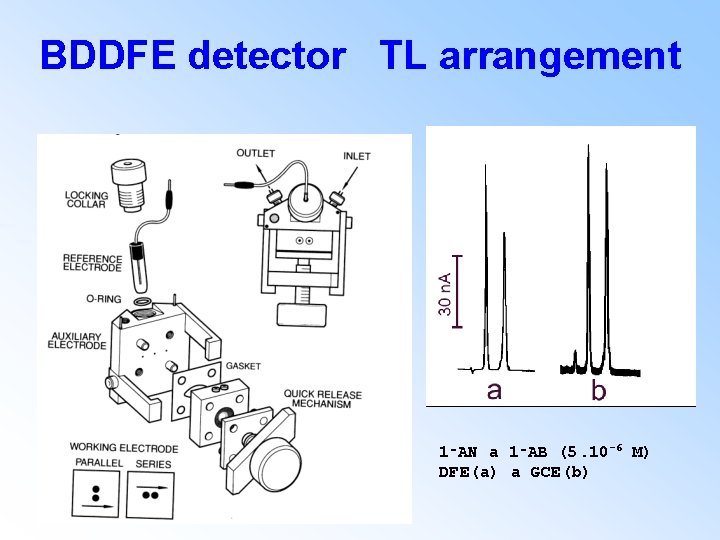 BDDFE detector TL arrangement 1‑AN a 1‑AB (5. 10 -6 M) DFE(a) a GCE(b)