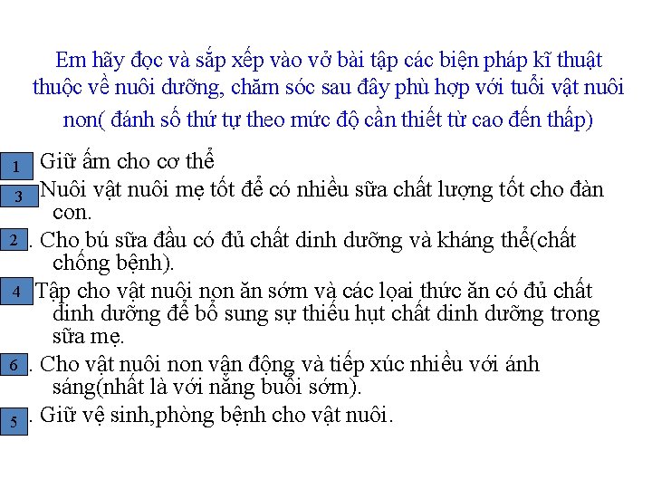 Em hãy đọc và sắp xếp vào vở bài tập các biện pháp kĩ