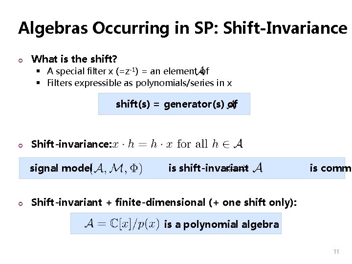 Carnegie Mellon Algebraic Signal Processing Theory Markus Pschel