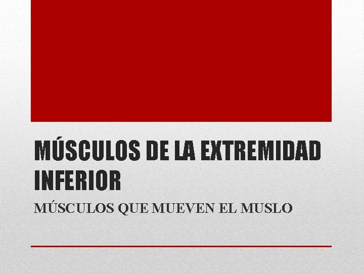 MÚSCULOS DE LA EXTREMIDAD INFERIOR MÚSCULOS QUE MUEVEN EL MUSLO 