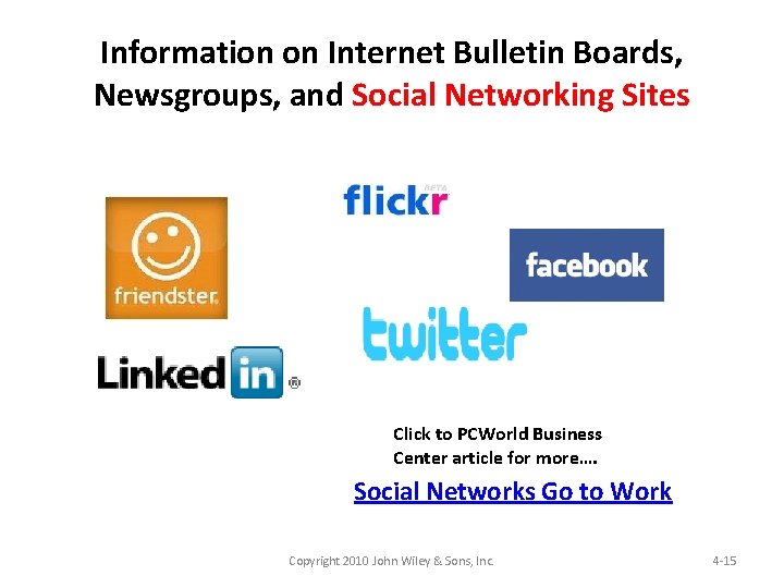 Information on Internet Bulletin Boards, Newsgroups, and Social Networking Sites Click to PCWorld Business