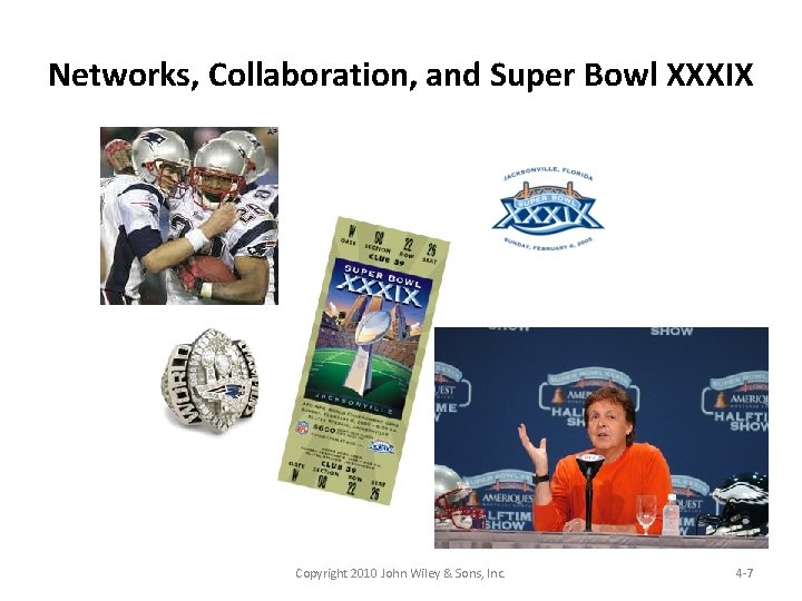 Networks, Collaboration, and Super Bowl XXXIX Copyright 2010 John Wiley & Sons, Inc. 4