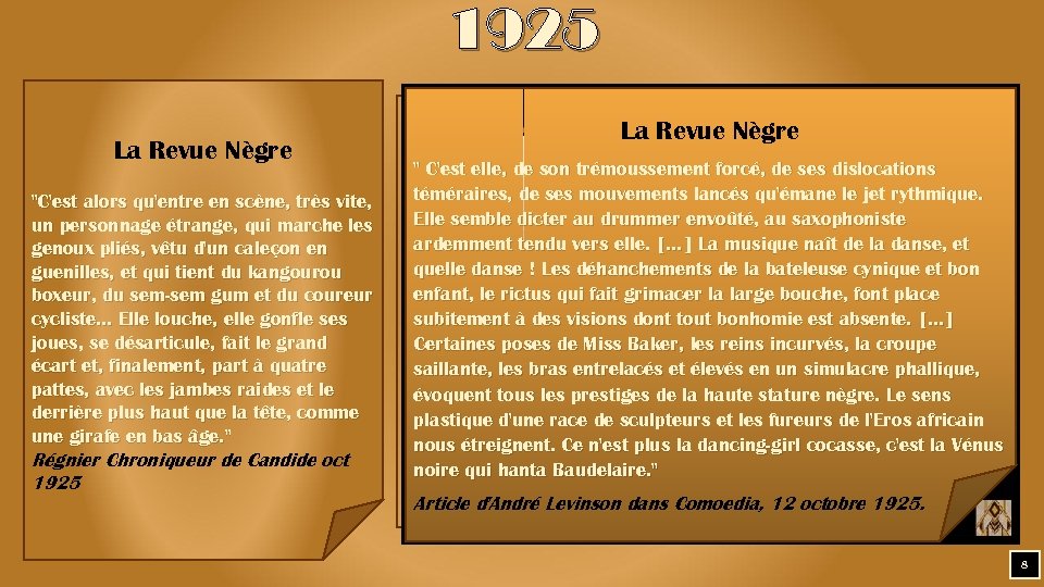 1925 La Revue Nègre "C'est alors qu'entre en scène, très vite, un personnage étrange,