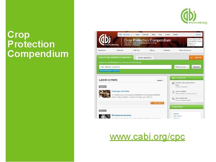 Crop Protection Compendium www. cabi. org/cpc 