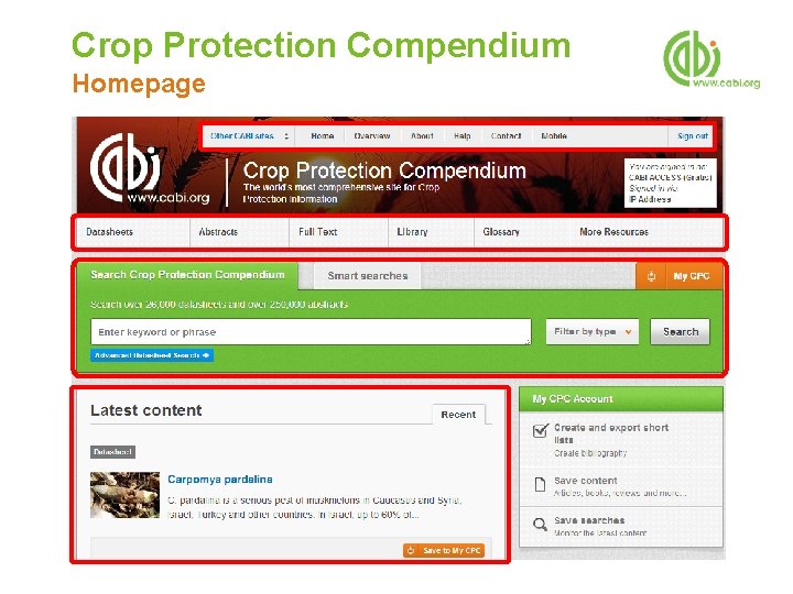 Crop Protection Compendium Homepage 