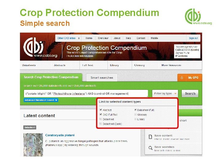 Crop Protection Compendium Simple search 