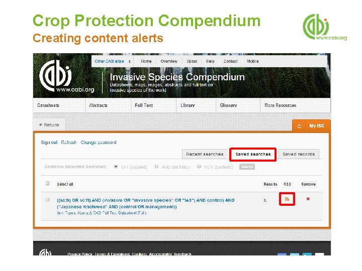 Crop Protection Compendium Creating content alerts 